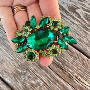 Vintage Huge Green Rhinestone Watermelon Brooch